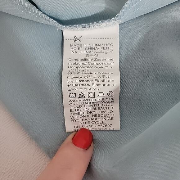 Shein Tiered Ruffle Maxi Dress Blue Womens XS Runs Big Flutter Sleeve - Picture 7 of 7